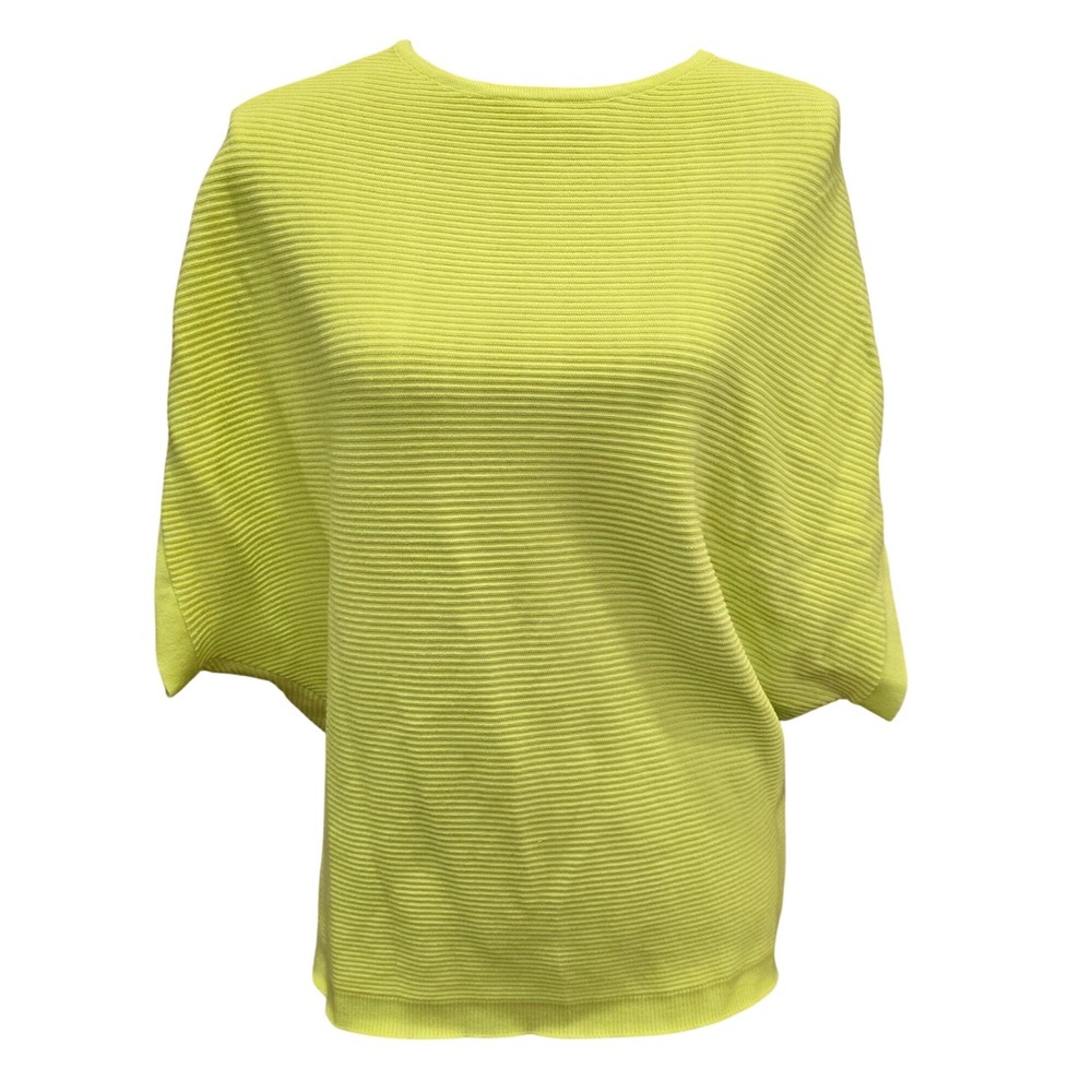 Conrad C Coll Chartreuse Ribbed Dolman Knit Top Tulip Overlap‎ Back Size S/P